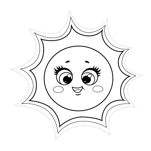 Cute cartoon smiling baby sun outlined Vector Image