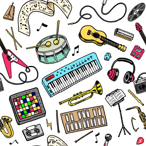 Musical seamless pattern instruments vector image