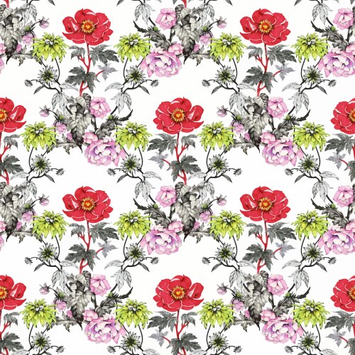 Watercolor Floral Seamless Pattern Vector Image