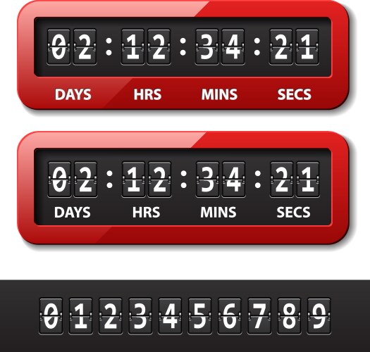 Red mechanical counter - countdown timer vector image