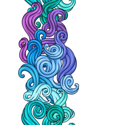 Seamless pattern with wave line curls color vector image