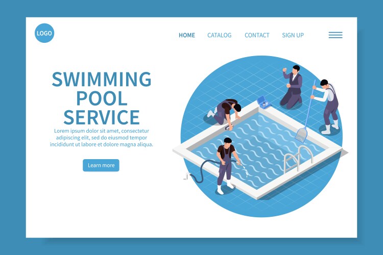 swimming pool service website vector