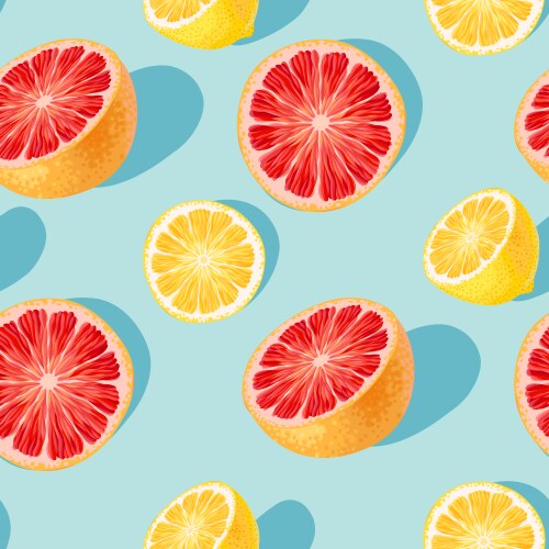 Seamless pattern with grapefruit and lemon slices vector image