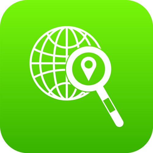 Globe map pointer and magnifying glass vector image