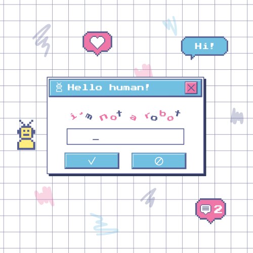 A dialog box with robot check captcha window vector image