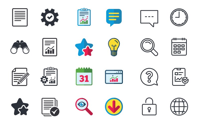 Document icons file with chart and checkbox vector image