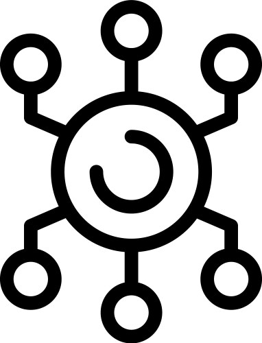 Network hub connecting nodes representing data vector image