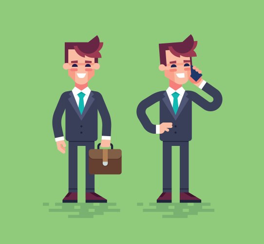 Cartoon flat business man character set Royalty Free Vector