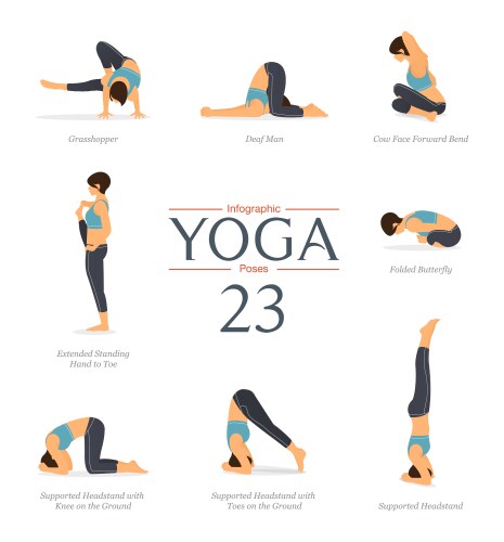 8 Yoga Poses for Exercise Vector Image