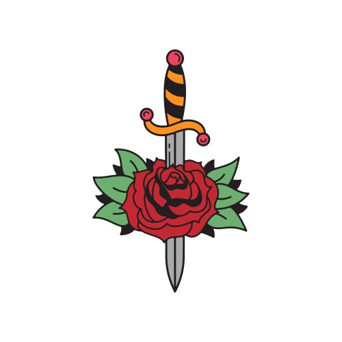 Old school tattoo emblem label with dagger Vector Image