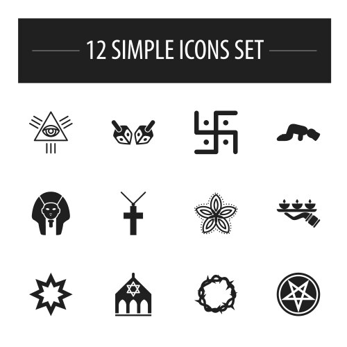 Faith Icons - 12 Editable Symbols Vector Image