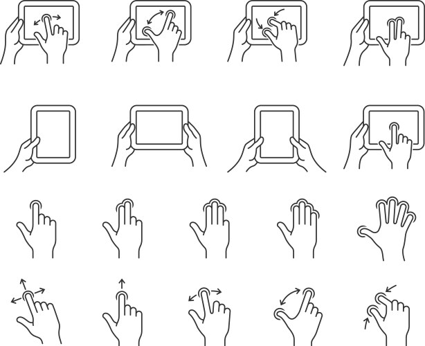 Gesture icon set Royalty Free Vector Image - VectorStock