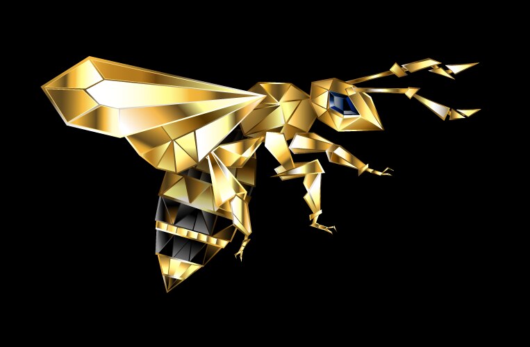 Flying gold polygonal bee vector image