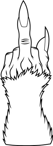 Outlined Werewolf Hand - Middle Finger Gesture Vector Image