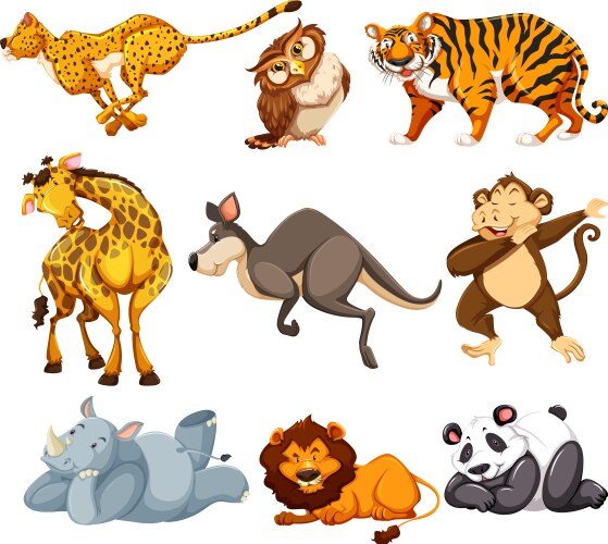 Set cute animals Royalty Free Vector Image - VectorStock