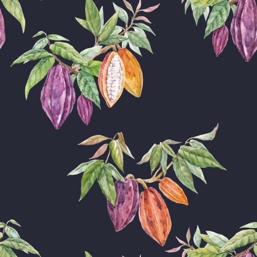 Watercolor cocoa pattern Royalty Free Vector Image