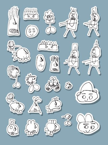 Naif doodle icons vector image