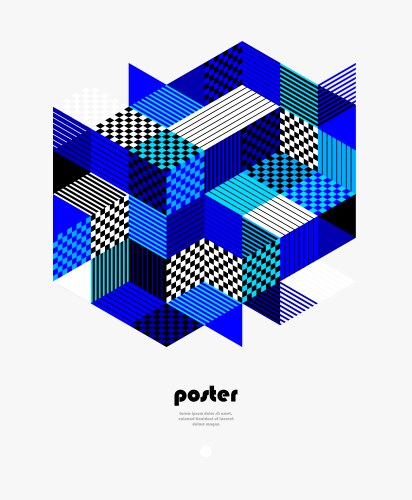 Blue abstract geometric background with cubes Vector Image