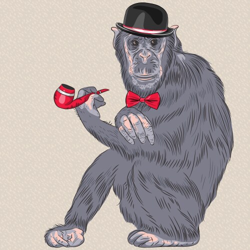 Monkey skater hipster Royalty Free Vector Image