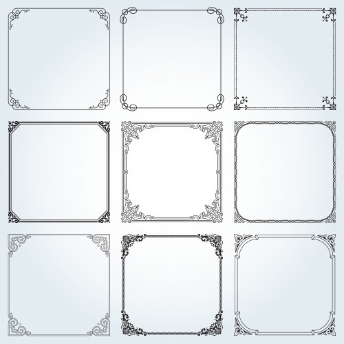 Decorative frames and borders square set 2 Vector Image