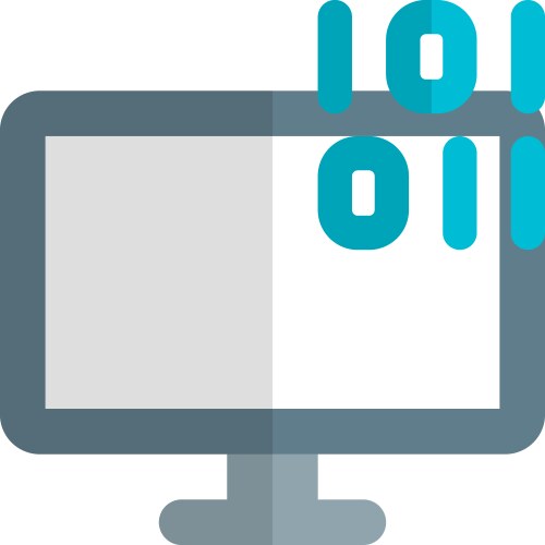 Showing data in binary format on monitor vector image
