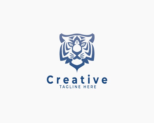 Tiger head logo design template simple gradient Vector Image