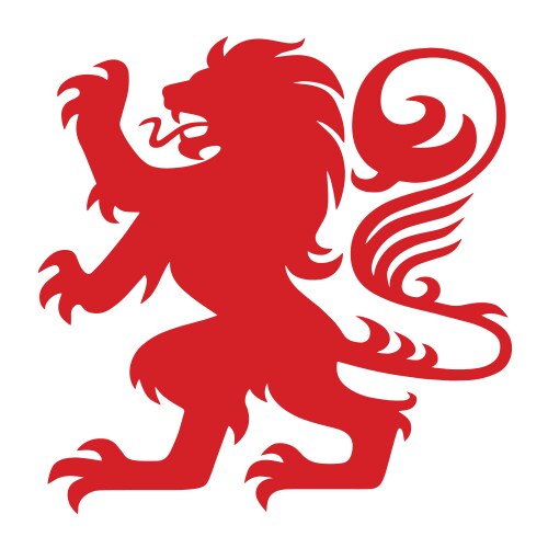 Heraldic Lion Logo - Red Emblem Vector Image
