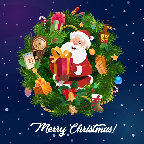 Santa Claus with Christmas Gift Vector Image
