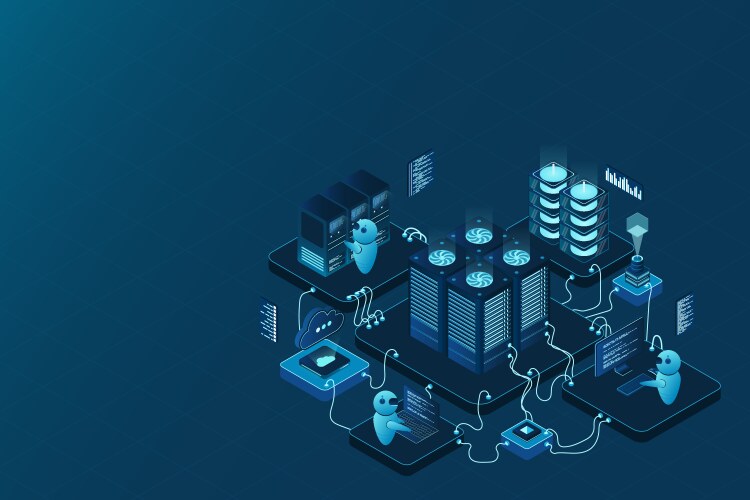 Data analytics isometric icon set big data Vector Image