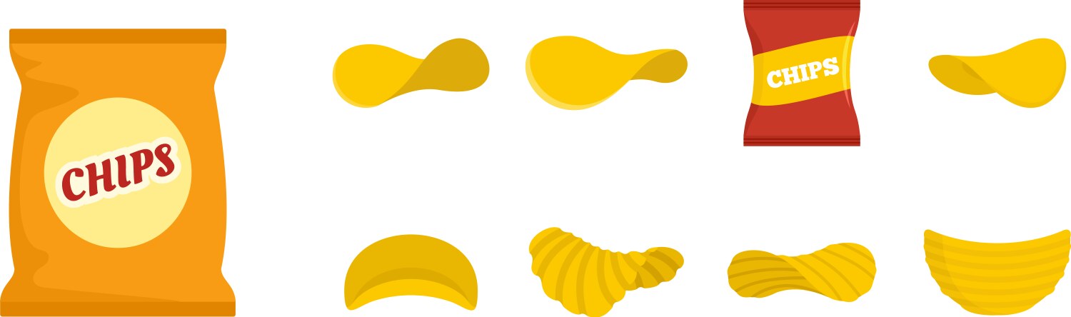 chips potato icon set flat style vector image vector image