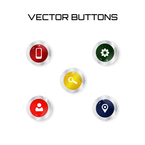 Label set 5 color buttons with glass vector image