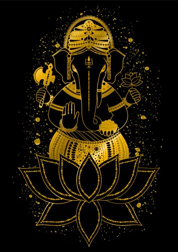 Golden Ganesha Art Vector Image
