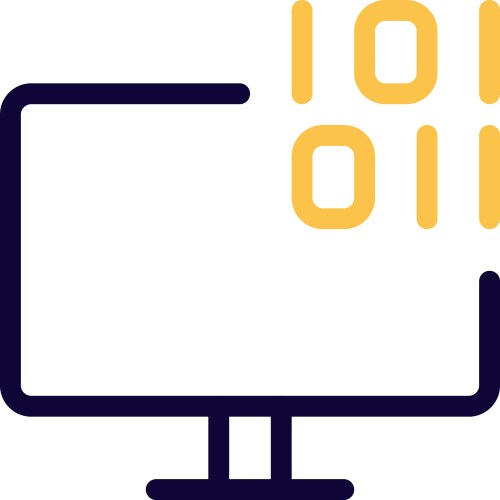 Showing data in binary format on monitor vector image