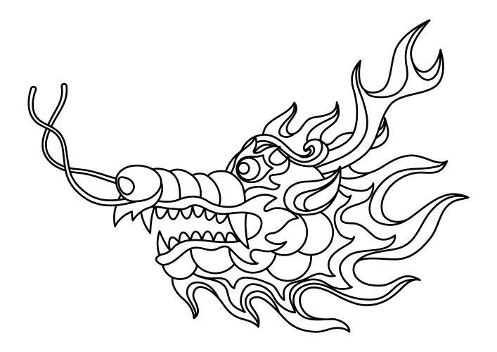 Chinese Dragon Head Drawing Vector Image