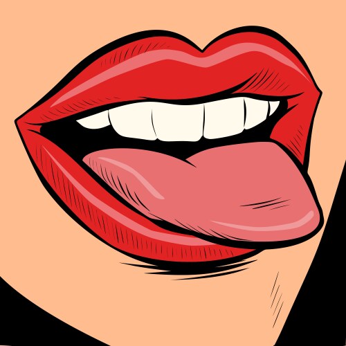 woman sexy tongue vector