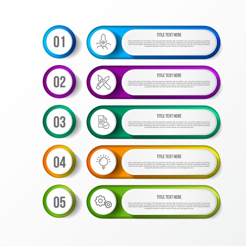 colorful infographic template with 3d paper label vector image