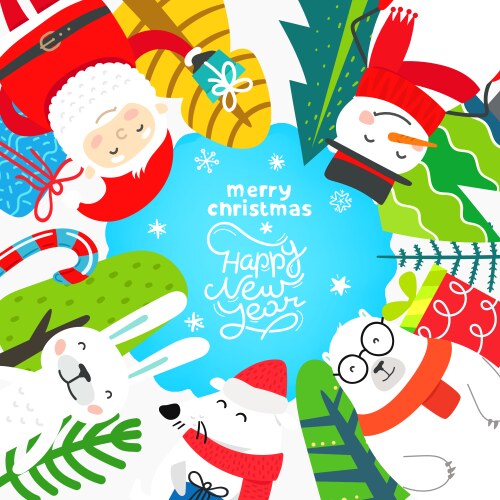 Merry christmas and happy new year greeting card Vector Image