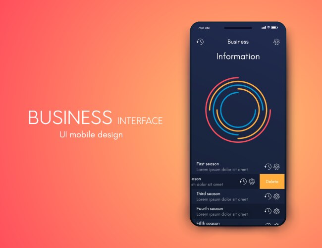 Mobile application interface ui design stock vector image