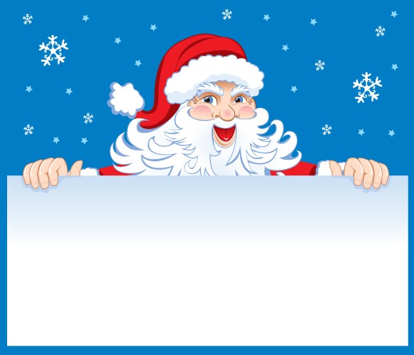 Cartoon santa claus holding blank empty board Vector Image