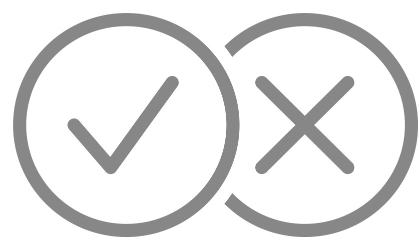 Check marks line icon tick and cross checkmarks vector image