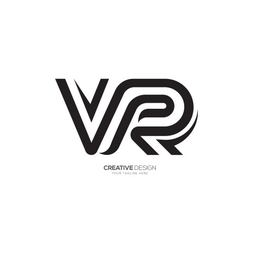 Letter v r creative line art unique shape logo Vector Image