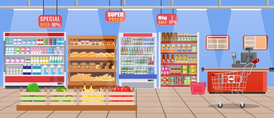 Grocery Store Interior Royalty Free Vector Image