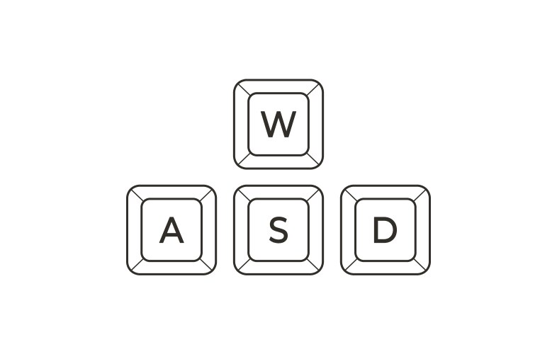 Keyboard control keys awsd in flat line style vector image