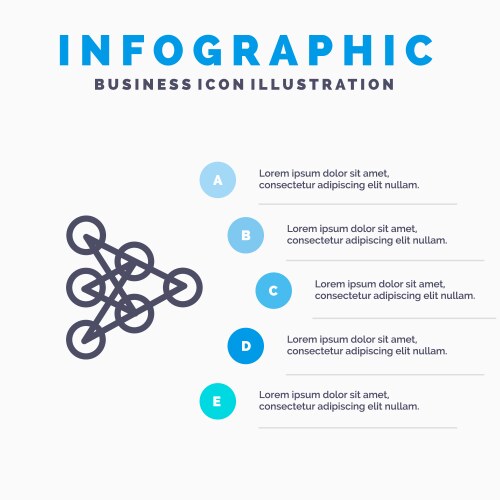Learning deep algorithm data line icon with 5 vector image
