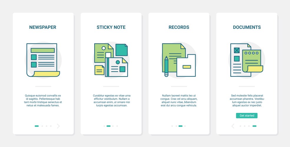 Business document data files ux ui onboarding vector image