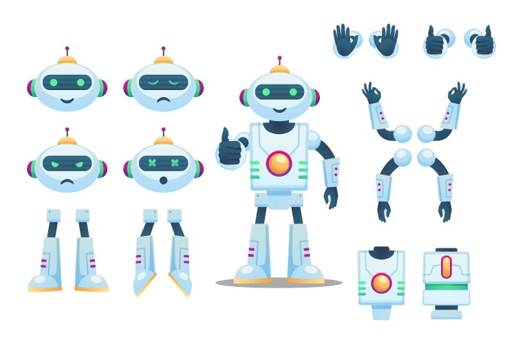 Gradient robot character constructor vector image