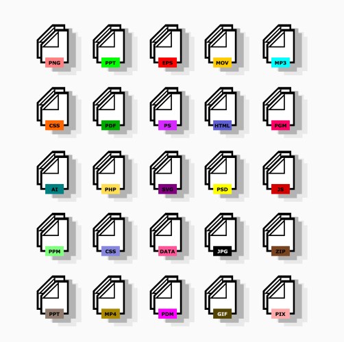 Set of program file formats icons vektorbild
