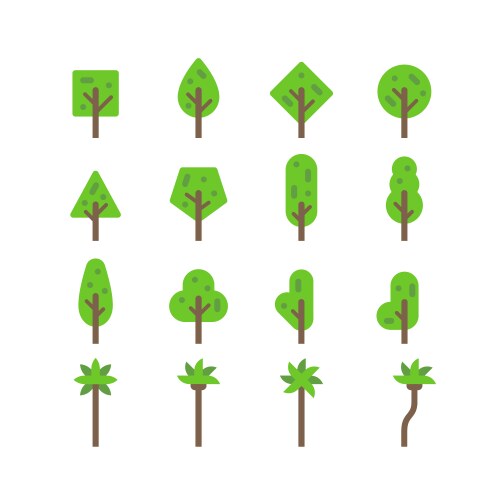 Set of tree flat design Royalty Free Vector Image