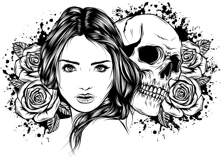 Skeleton Makeup Girl - Día de Muertos Vector Image