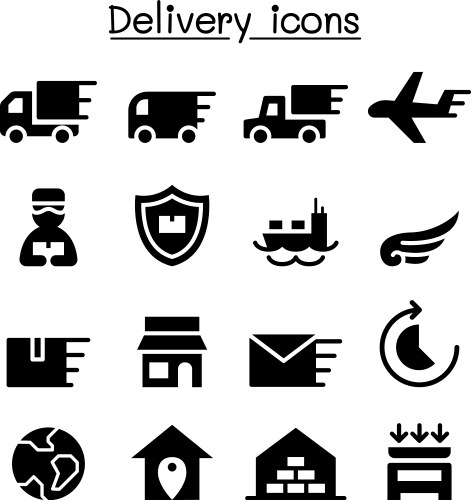 Delivery logistic icon set vector image